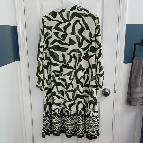 Mlle Gabrielle Olive and Cream Long Sleeve Dress - Picture 4 of 5